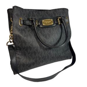 Michael Kors Hamilton Signature Black  Tote Large Bag